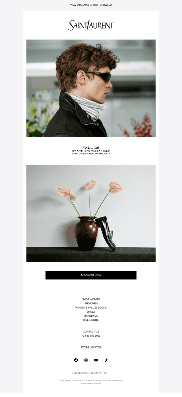 Yves Saint Laurent email from Wed, Sep 2, 2026