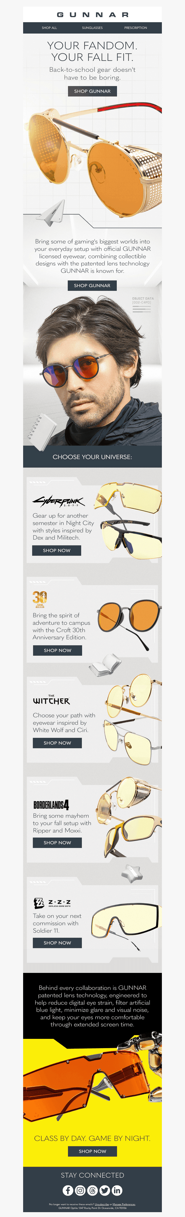 GUNNAR Optiks email from Wed, Sep 2, 2026