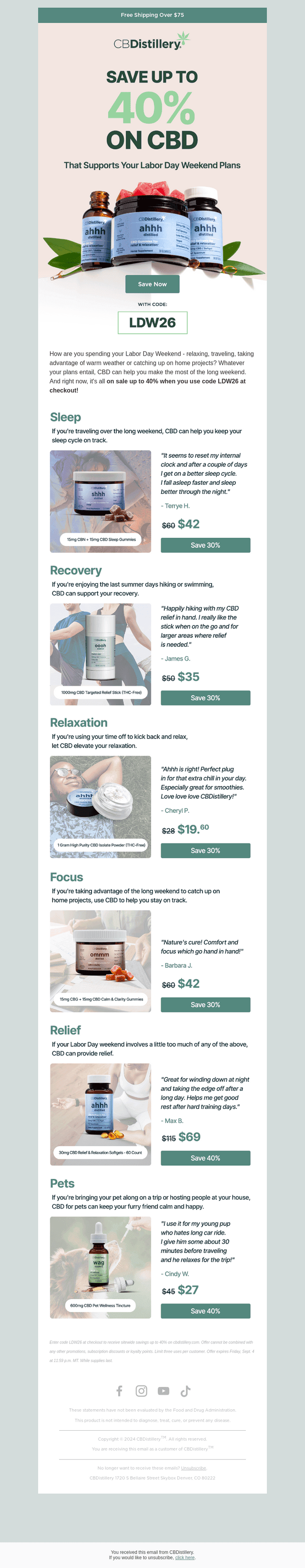 The CBDistillery email from Wed, Sep 2, 2026