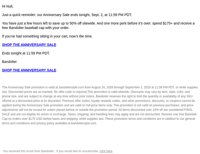 Bandolier email from Thu, Sep 3, 2026
