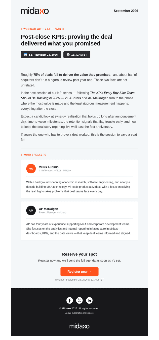 Midaxo email from Thu, Sep 3, 2026
