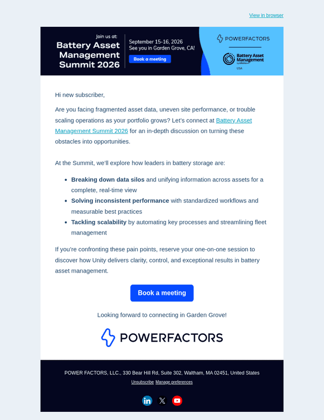 Power Factors email from Thu, Sep 3, 2026