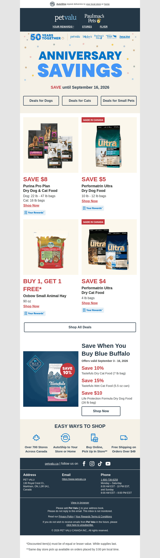 Pet Valu email from Thu, Sep 3, 2026