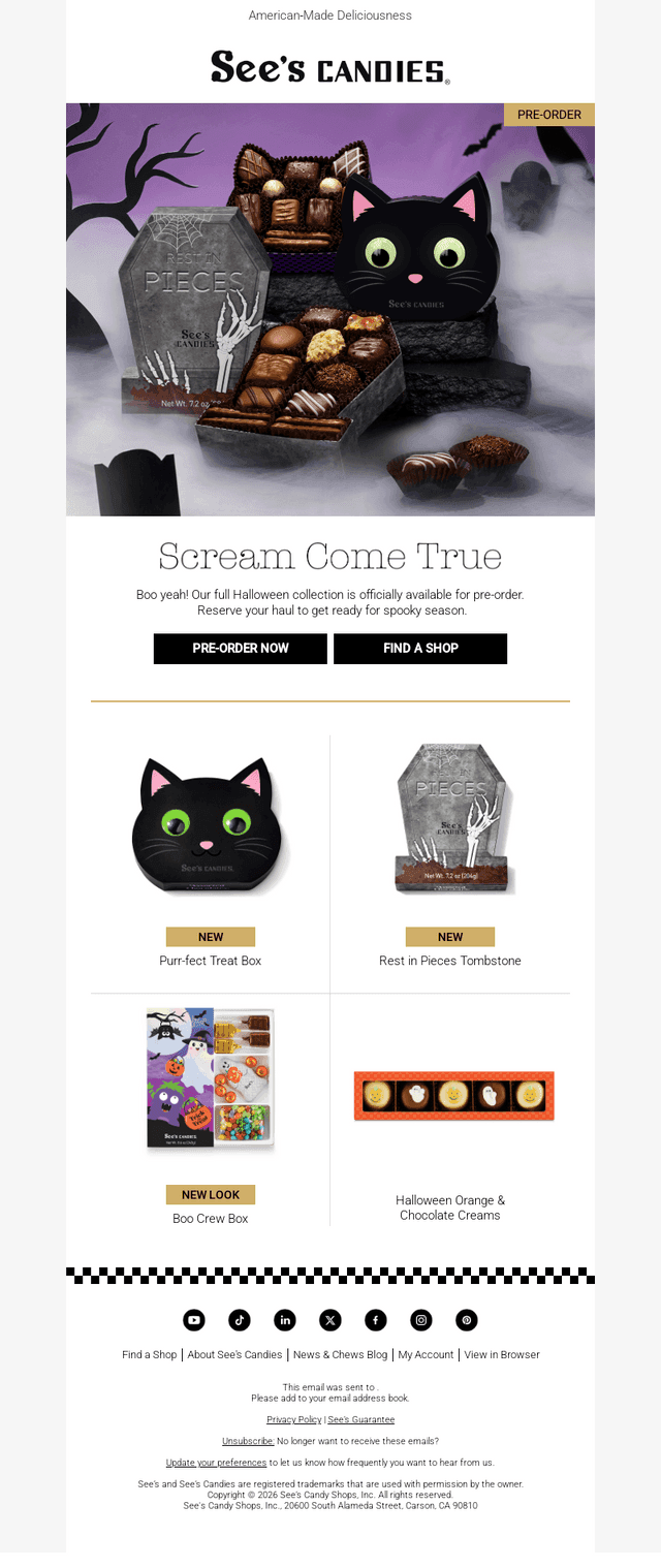 See's Candies email from Thu, Sep 3, 2026