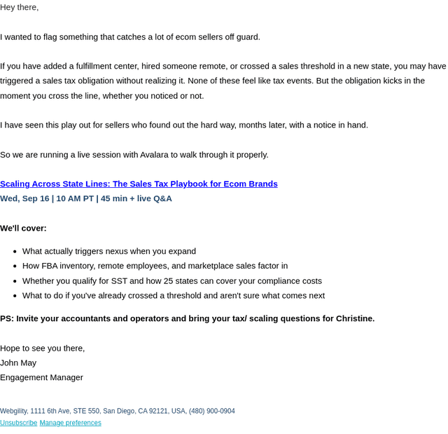 Webgility email from Thu, Sep 3, 2026