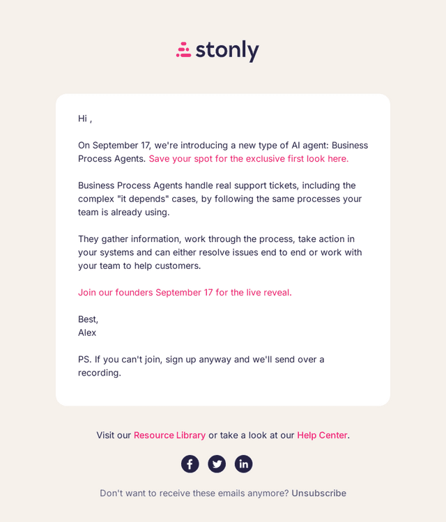 Stonly email from Thu, Sep 3, 2026