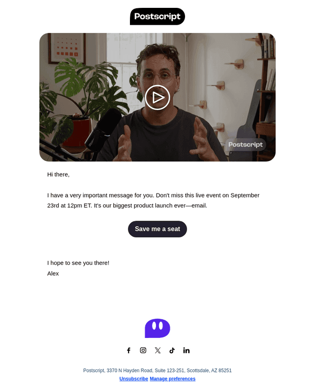 I want to tell you about Postscript email