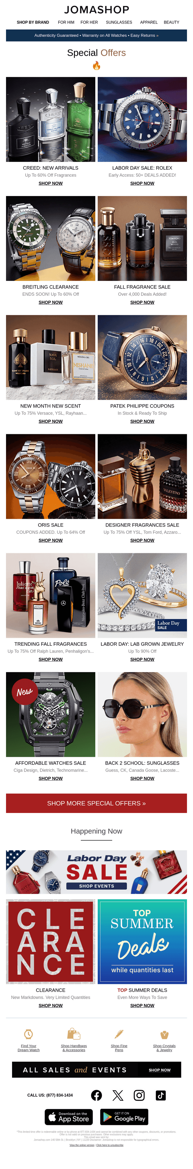 Jomashop email from Thu, Sep 3, 2026