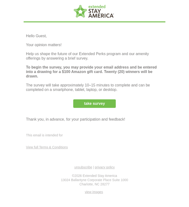 Extended Stay America email from Thu, Sep 3, 2026