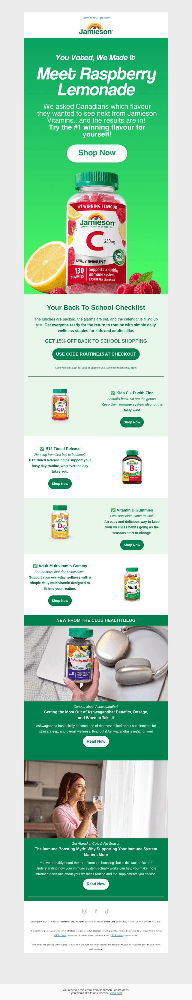 Jamieson Vitamins email from Thu, Sep 3, 2026