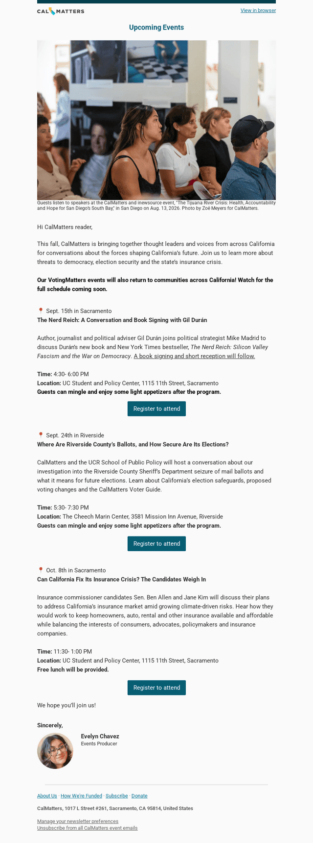 Calm email from Thu, Sep 3, 2026