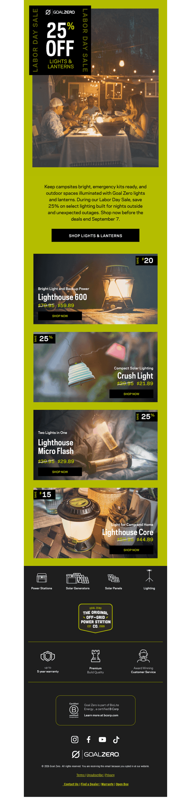 Save 25% on Lights & Lanterns 🔦
