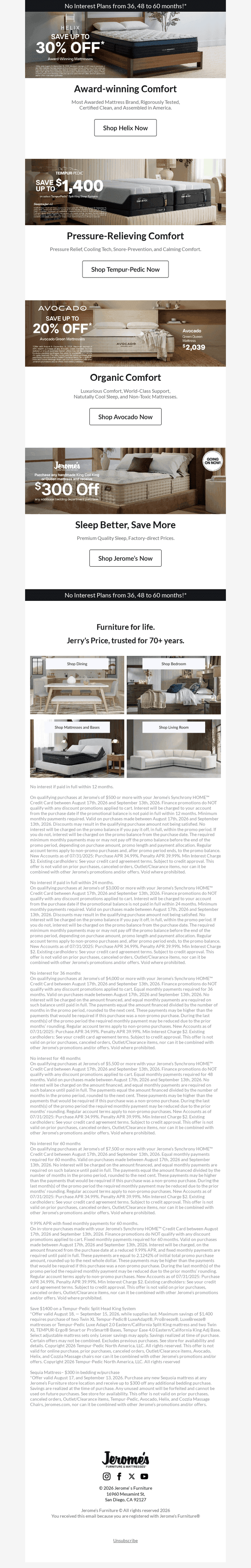 Jerome's Furniture email from Fri, Sep 4, 2026