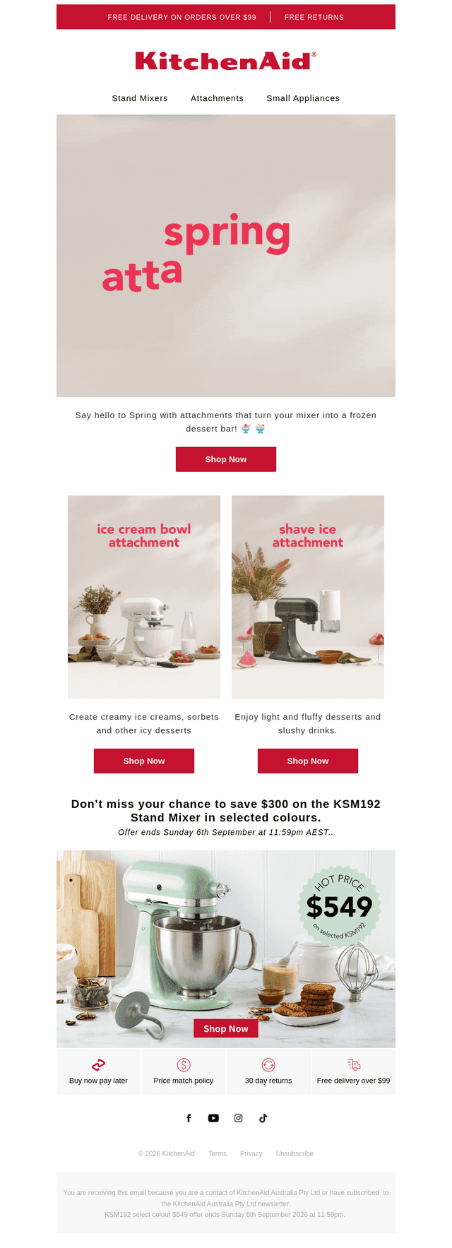 KitchenAid Australia & New Zealand email from Fri, Sep 4, 2026