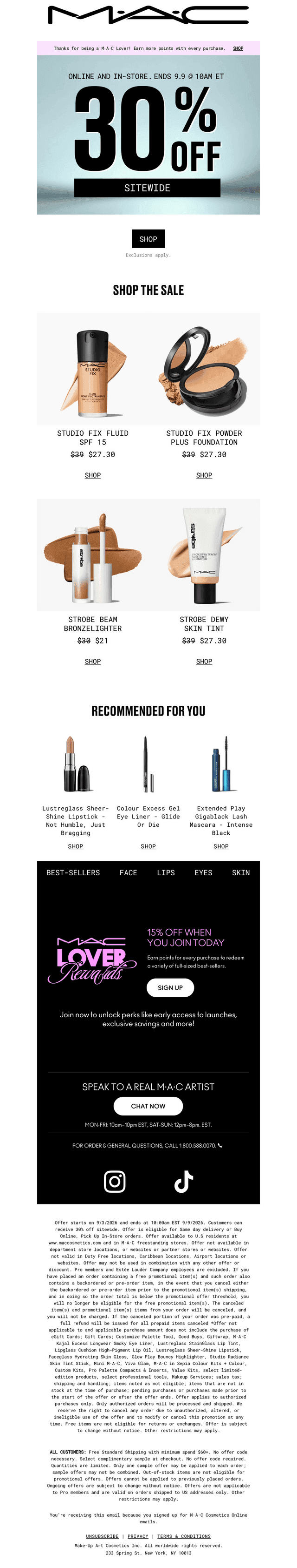 MAC Cosmetics email from Fri, Sep 4, 2026