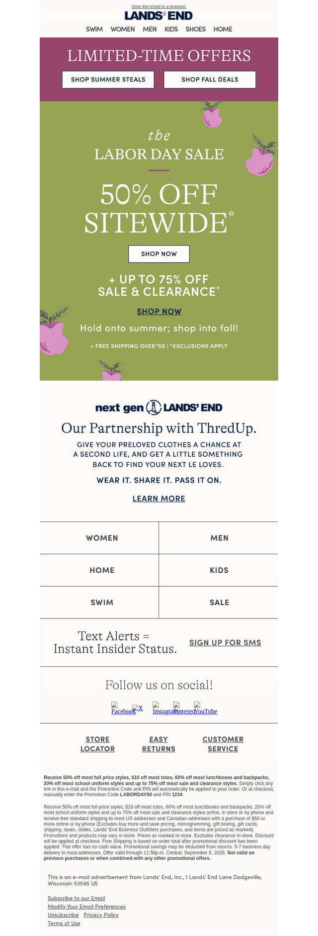 Lands' End email from Fri, Sep 4, 2026