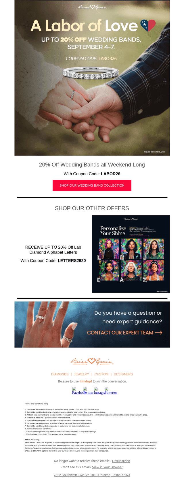 Brian Gavin Diamonds email from Fri, Sep 4, 2026