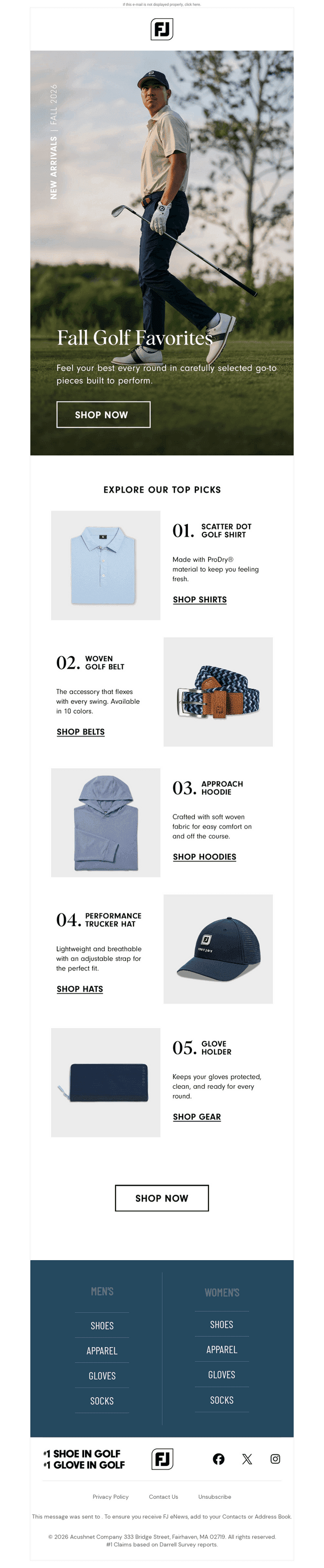 FootJoy email from Fri, Sep 4, 2026