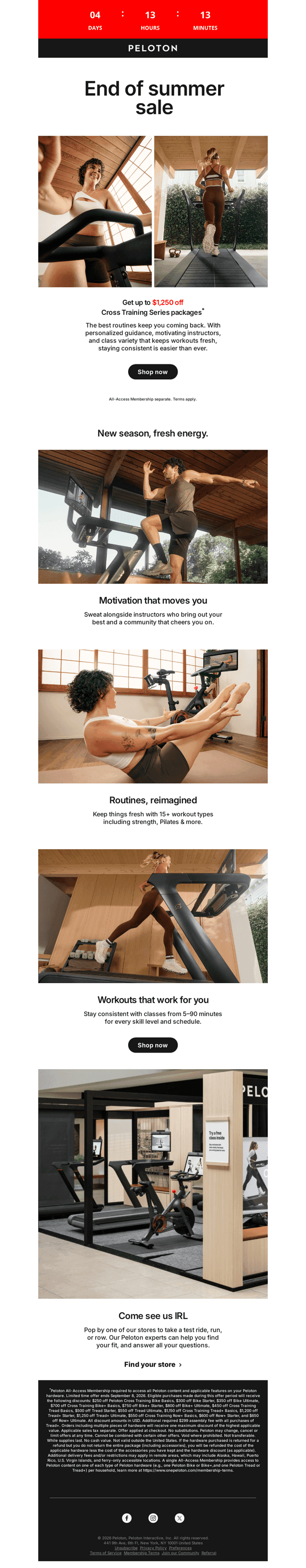 Peloton email from Fri, Sep 4, 2026