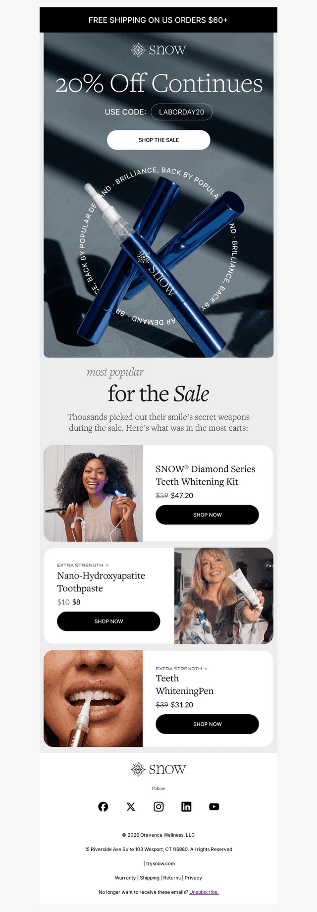 20% off your SNOW® Glow, extended