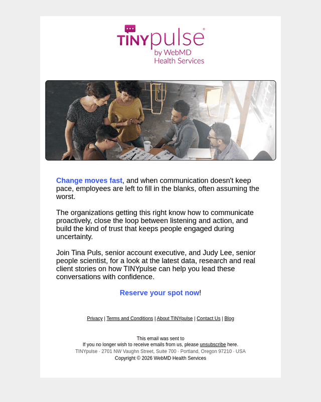 TINYpulse email from Fri, Sep 4, 2026
