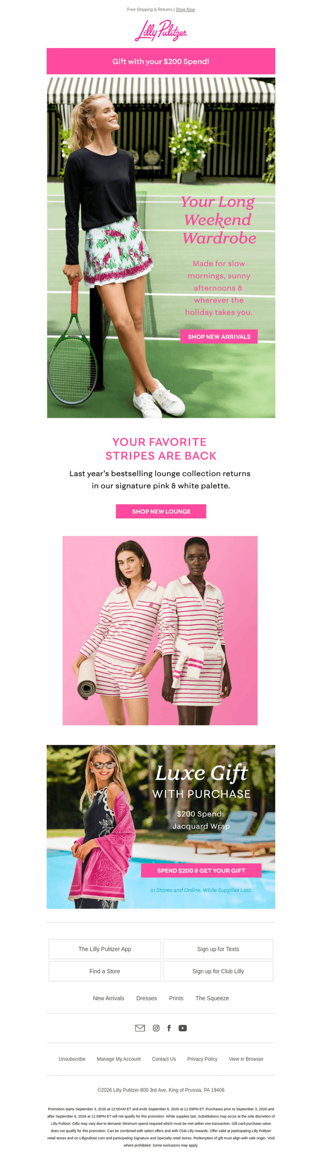 Stripes Are Back, Gift with $200 Ends Soon!