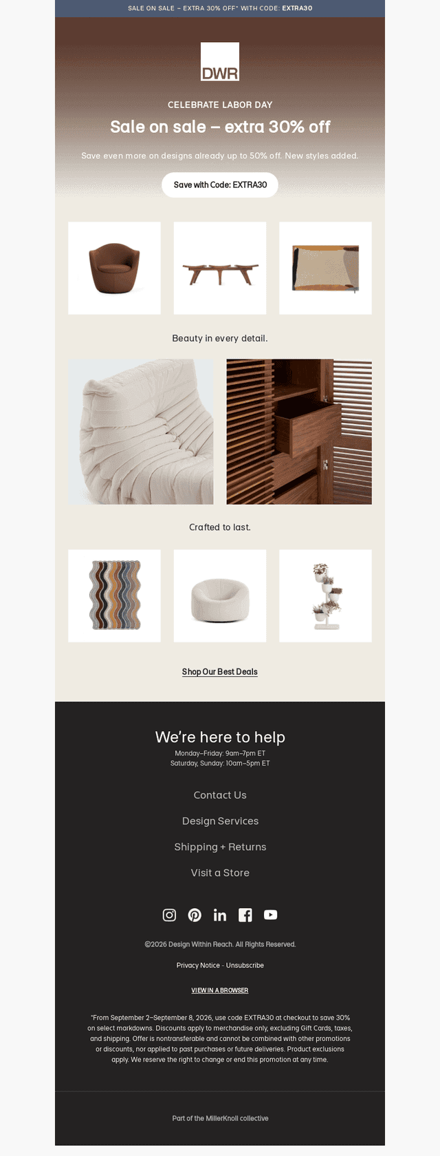 Labor Day weekend is here: Extra 30% off