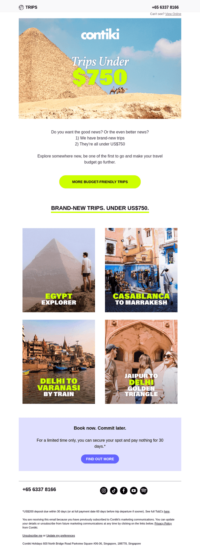 NEW trips for under US$750