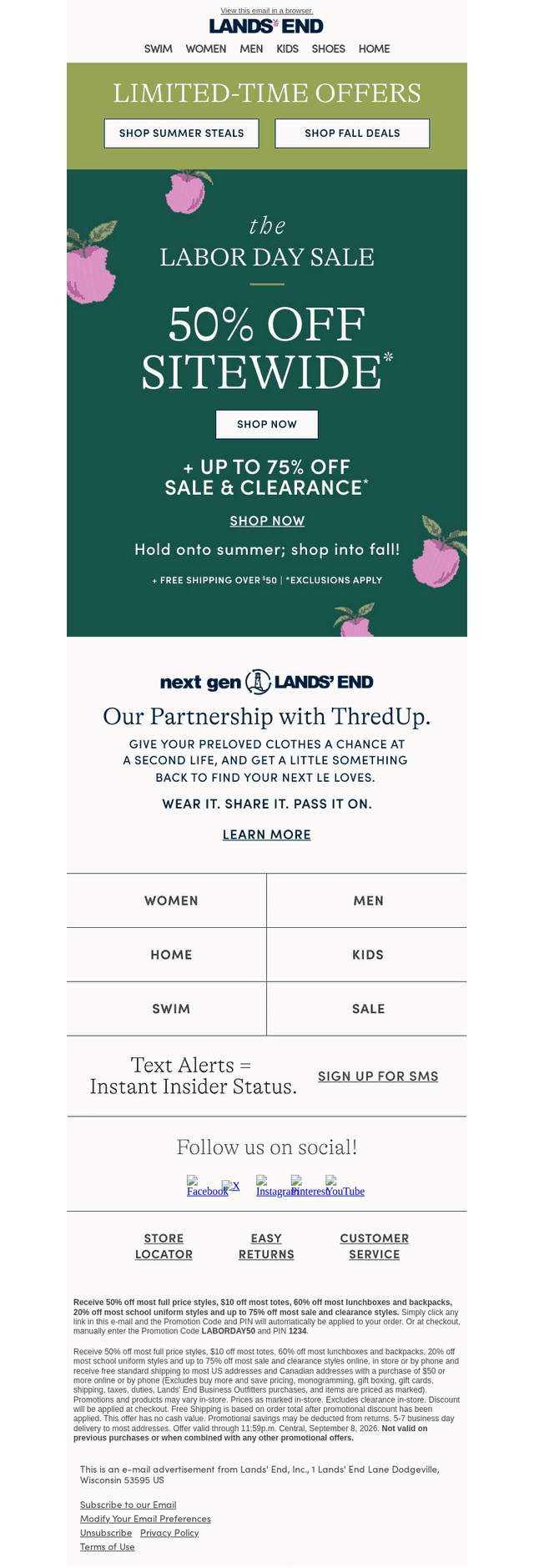 Lands' End email from Sun, Sep 6, 2026