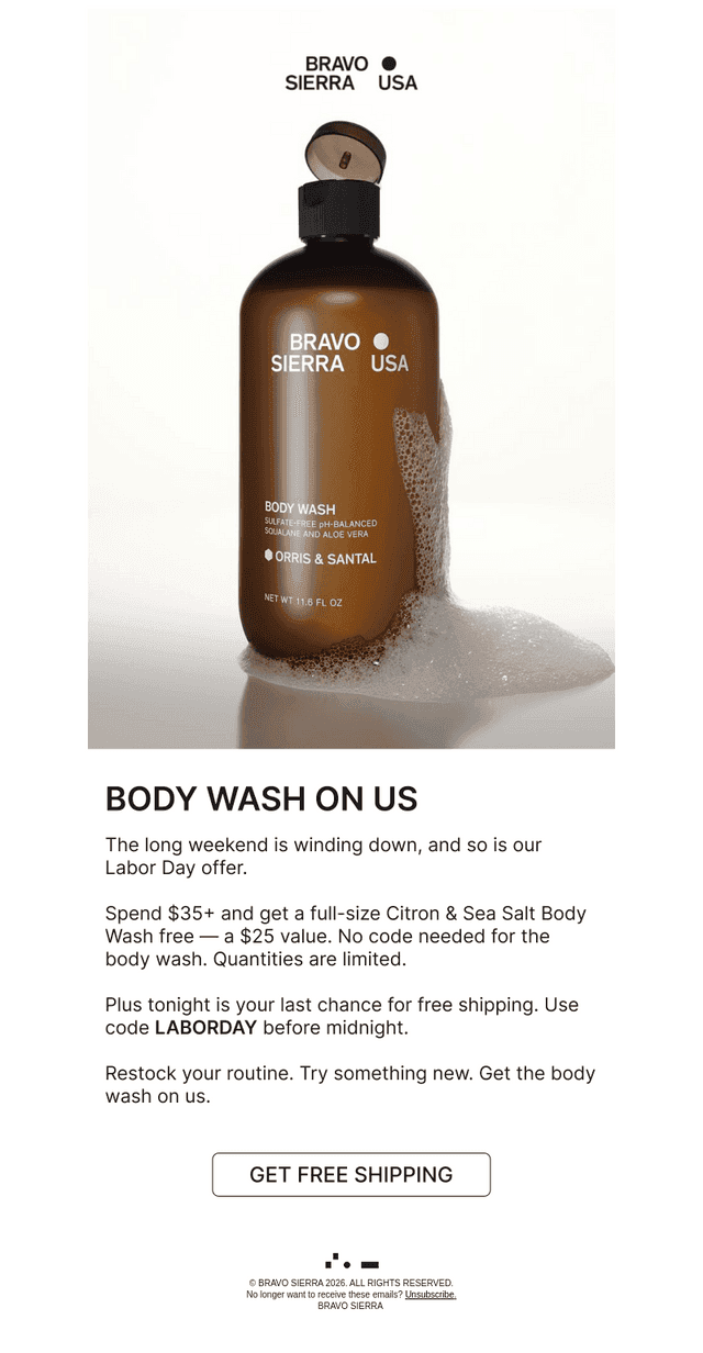 Bravo Sierra email from Mon, Sep 7, 2026
