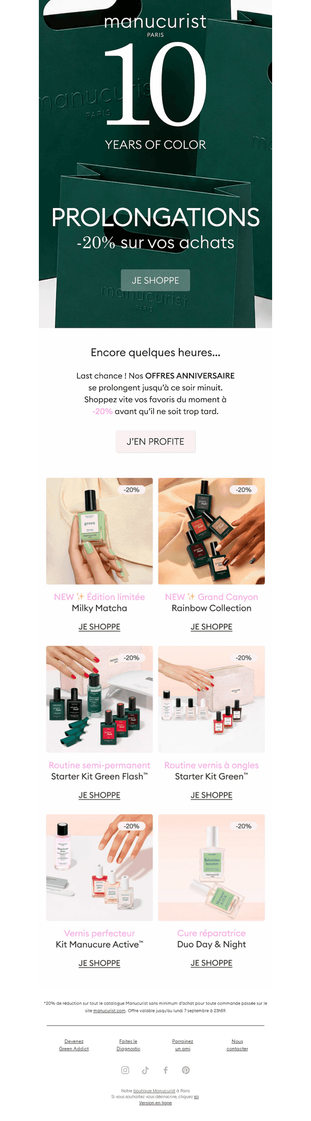 Prolongations : -20% sur vos achats