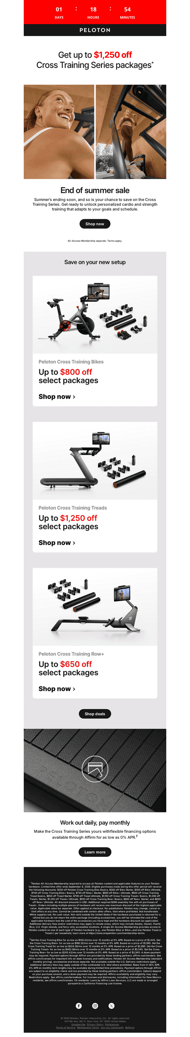 Peloton email from Mon, Sep 7, 2026