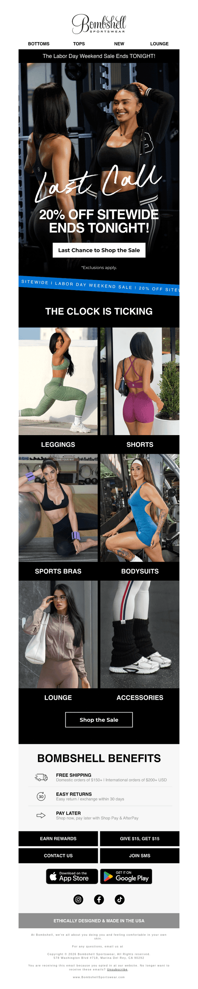 Bombshell Sportswear email from Mon, Sep 7, 2026