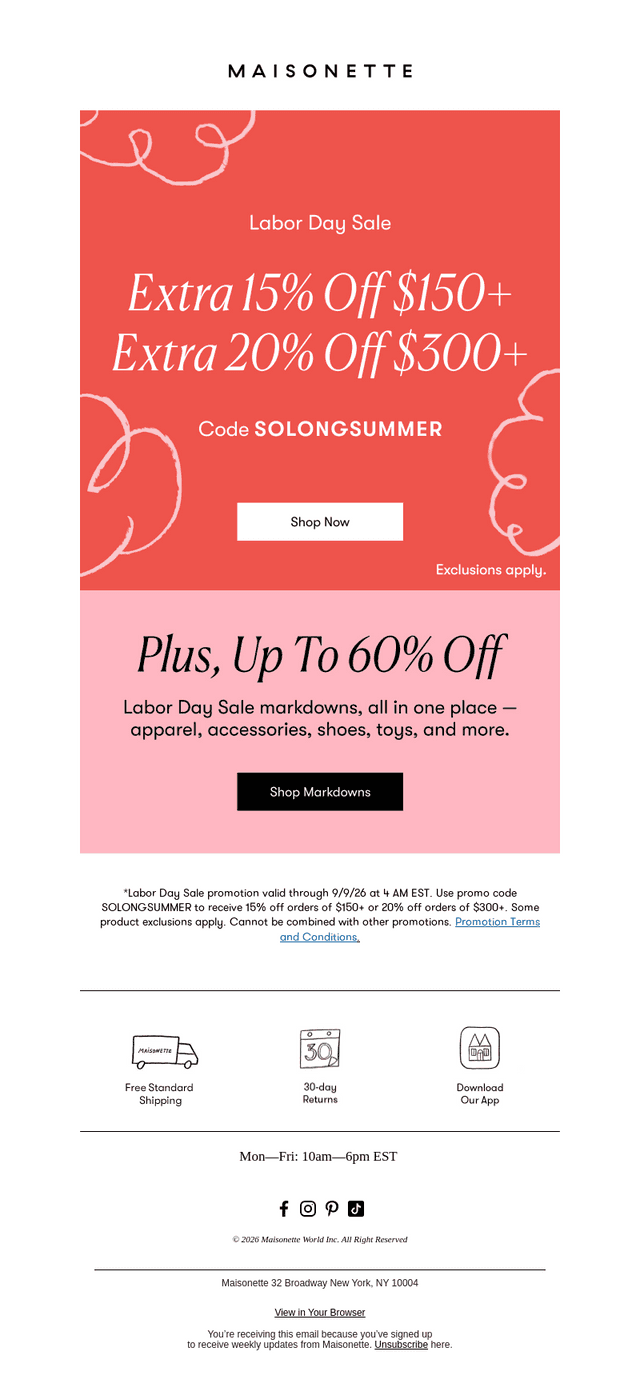 Maisonette email from Mon, Sep 7, 2026