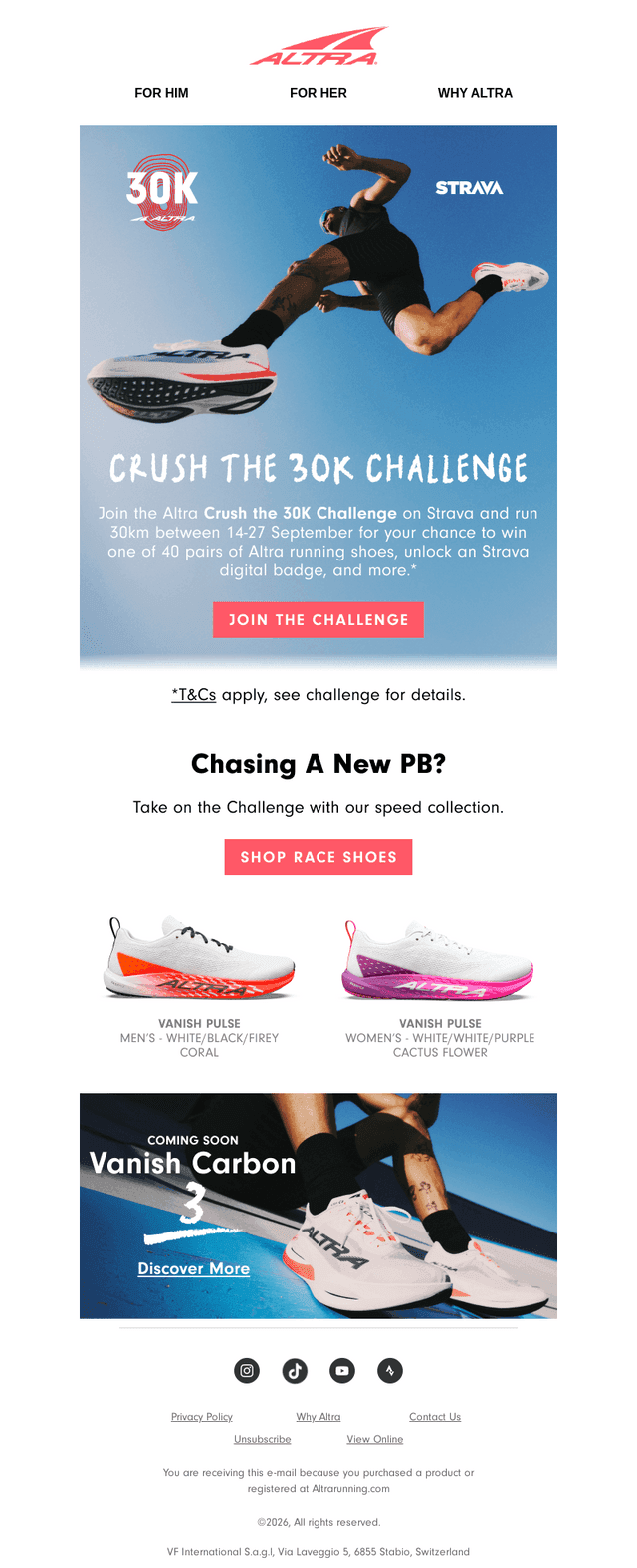 Altra Running email from Mon, Sep 7, 2026
