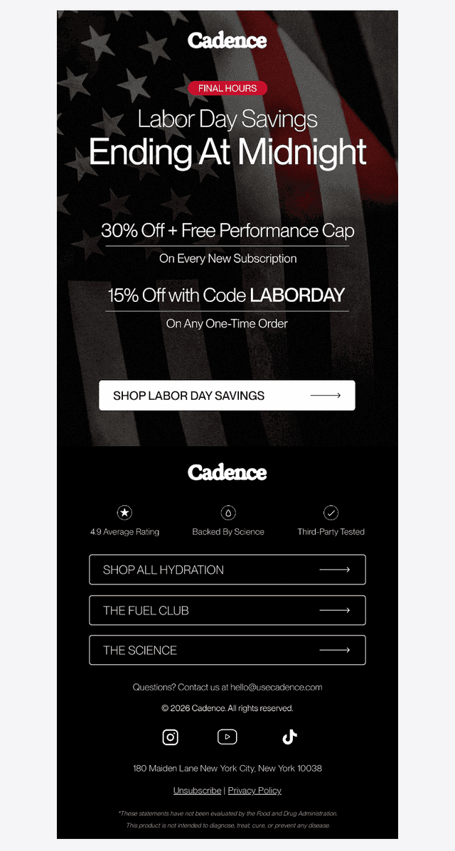 Last Chance for 30% OFF + FREE Performance Cap