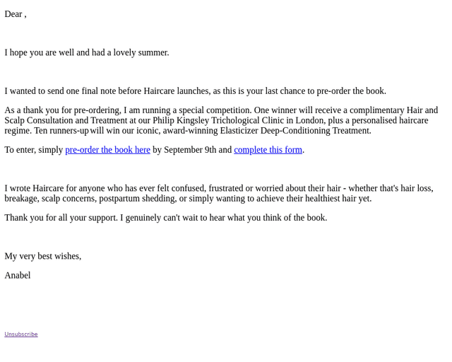Philip Kingsley email from Mon, Sep 7, 2026
