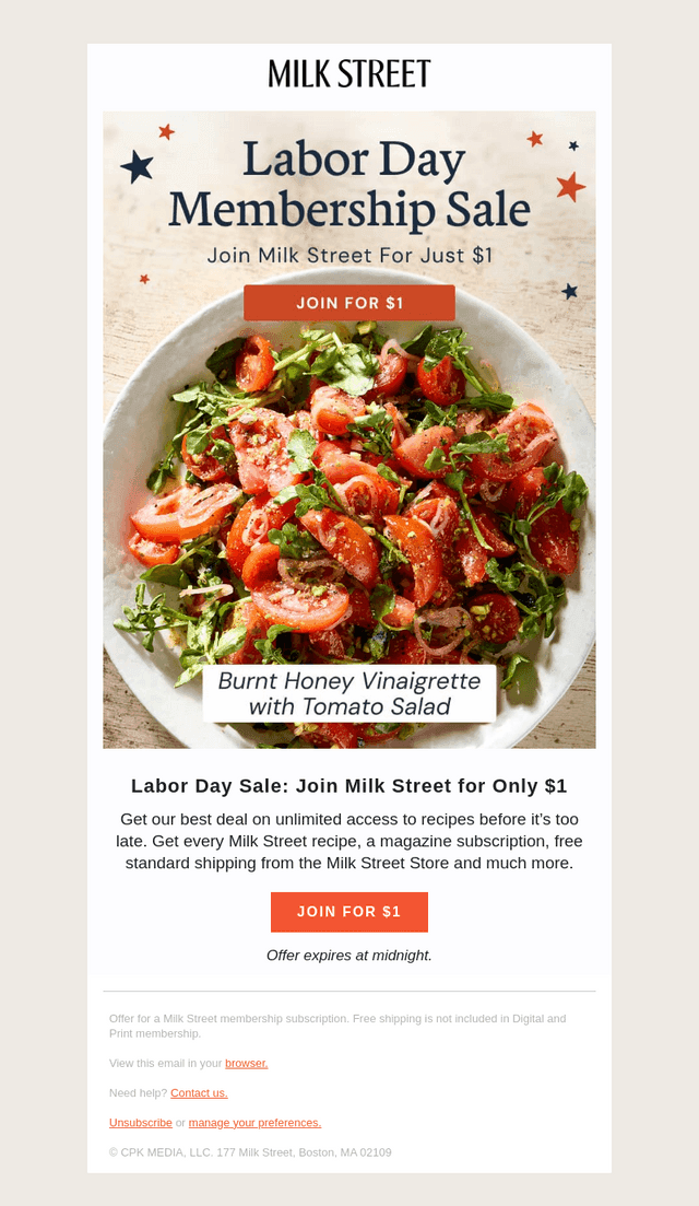 Milk Street email from Mon, Sep 7, 2026