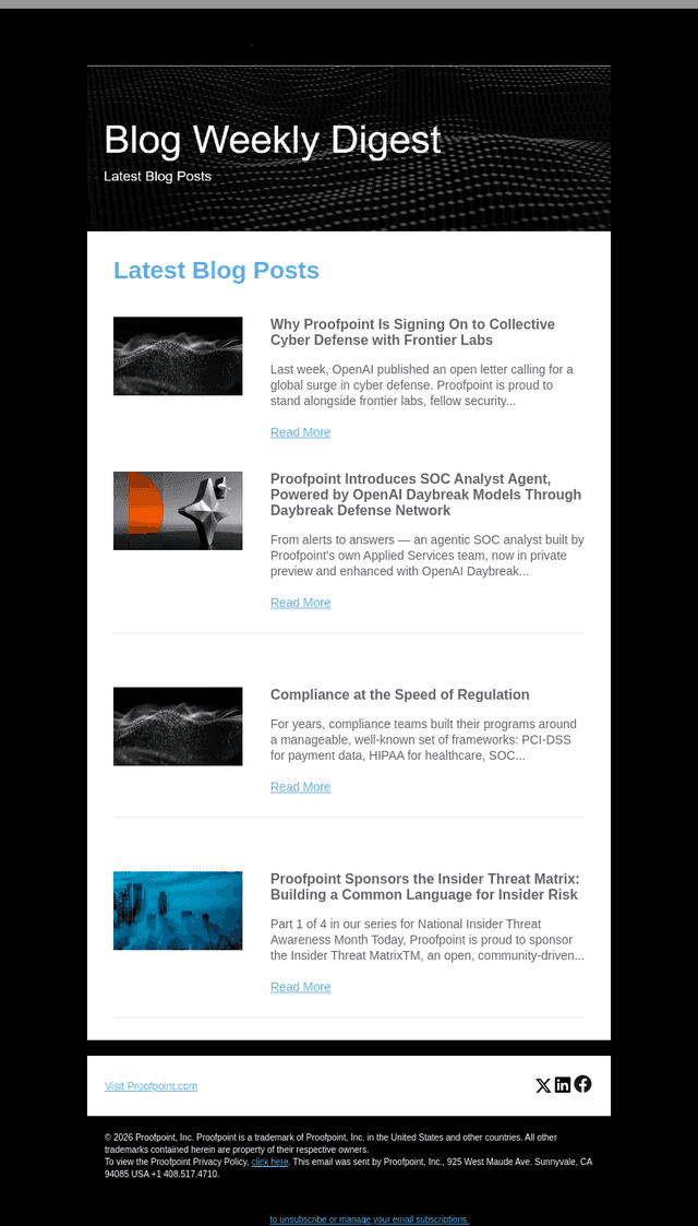 Proofpoint Blog Weekly Digest - Monday Sep 07, 2026