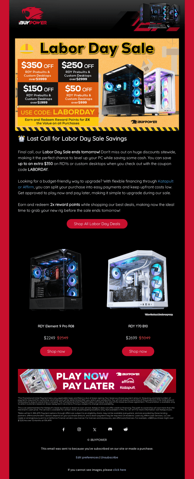 iBUYPOWER email from Mon, Sep 7, 2026