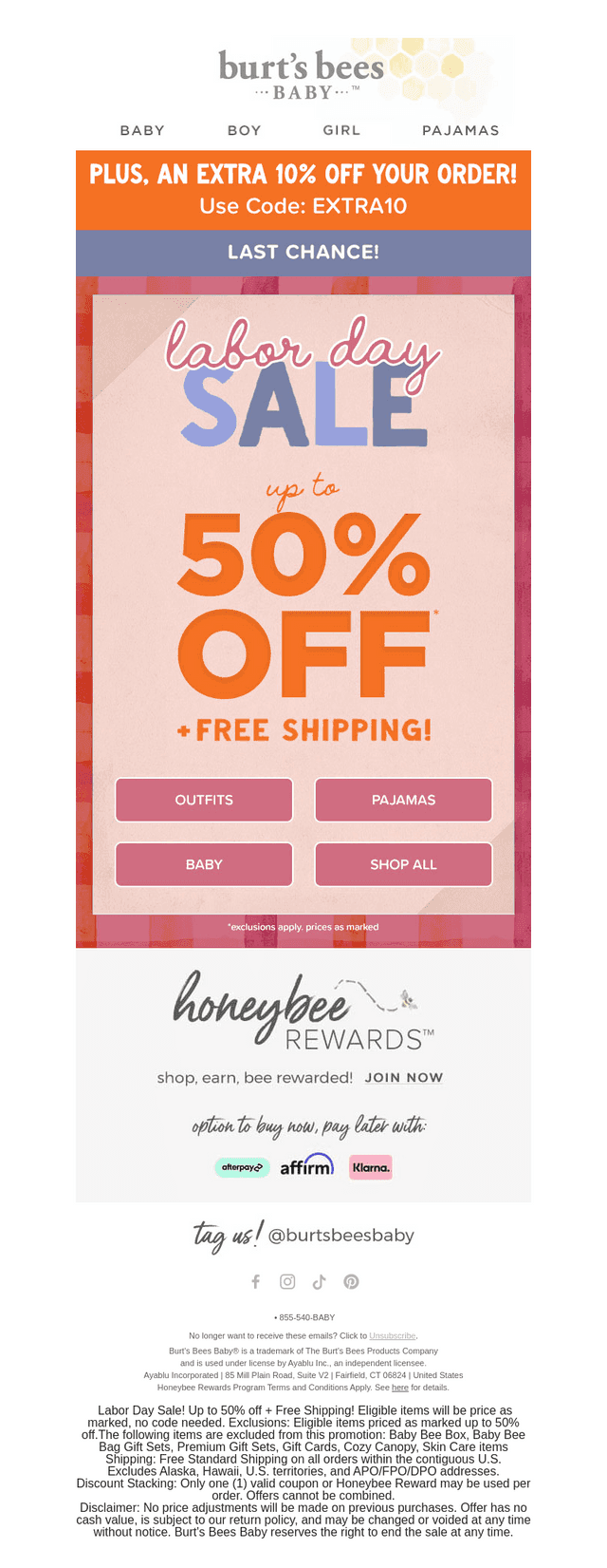 Burt's Bees Baby email from Tue, Sep 8, 2026