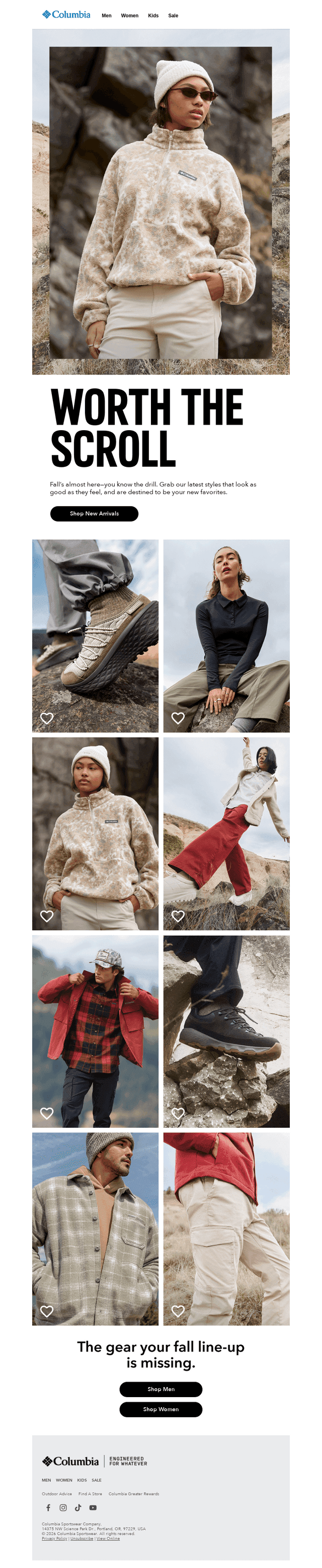 Columbia Sportswear email from Tue, Sep 8, 2026