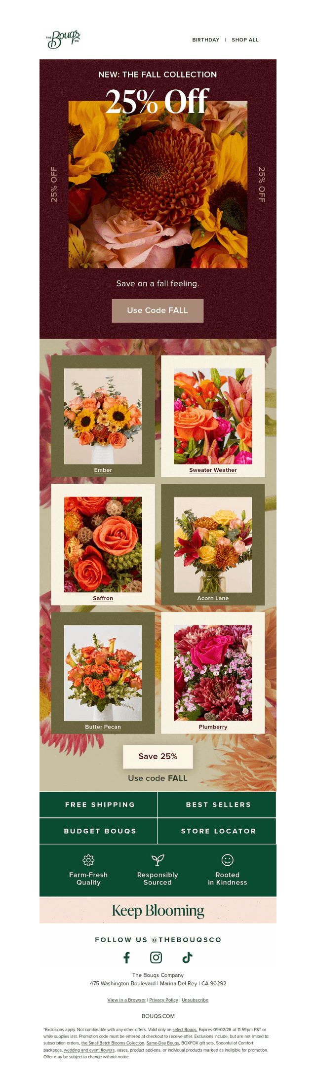 The Bouqs Co. email from Tue, Sep 8, 2026