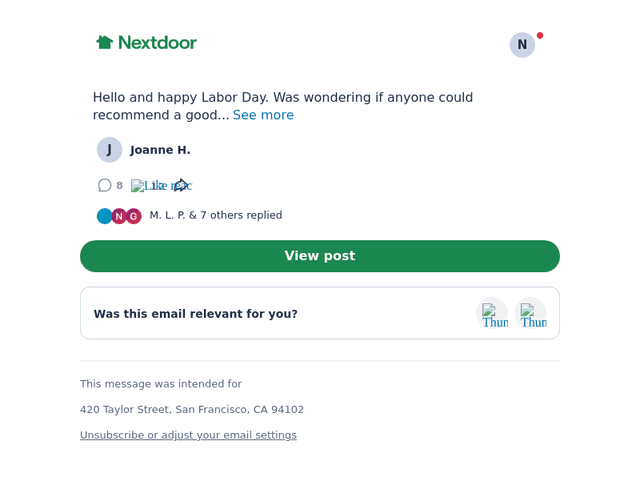 Next email from Tue, Sep 8, 2026