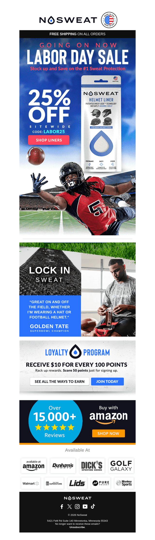 NoSweat email from Tue, Sep 8, 2026