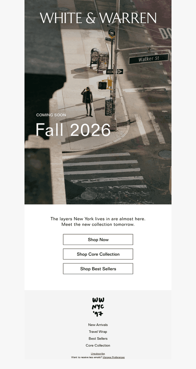 White + Warren email from Tue, Sep 8, 2026