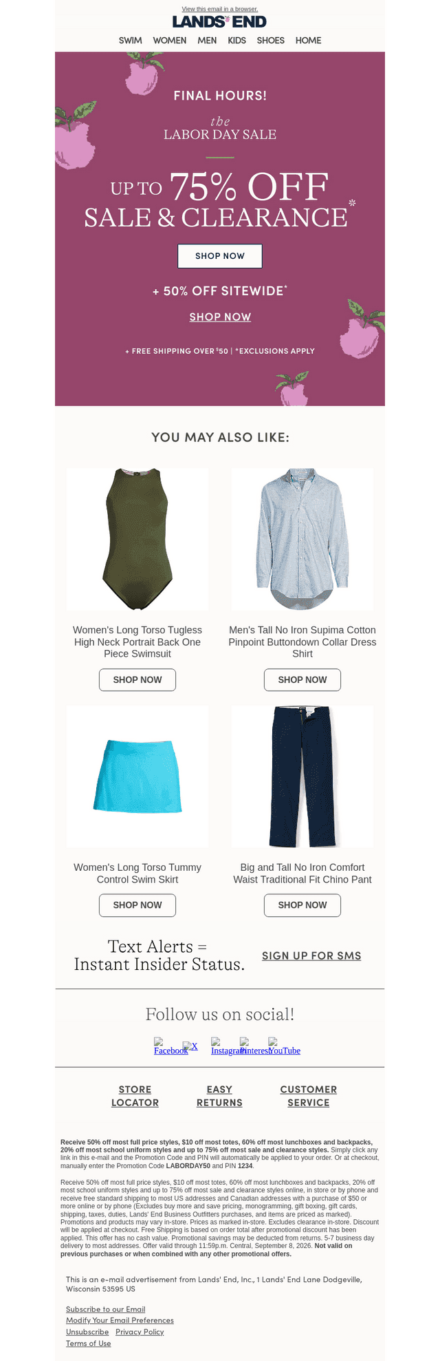 Lands' End email from Tue, Sep 8, 2026