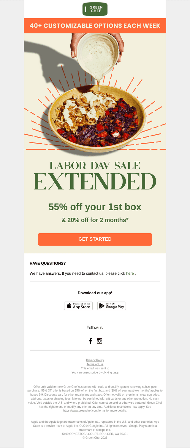 Green Chef email from Tue, Sep 8, 2026