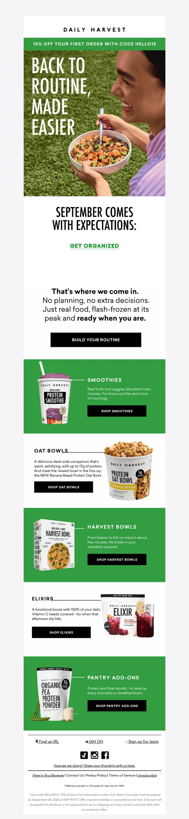 Daily Harvest email from Tue, Sep 8, 2026
