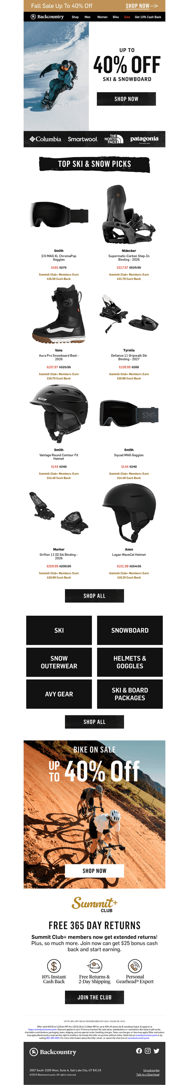 Up to 40% off ski & board 🎿🏂